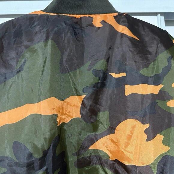 Vtg Camo Bomber Jacket Mens XL Reversible Blaze Orange Duck Camo PVC Shell - Picture 9 of 15